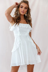 Montecito Tie Strap Frill A-Line Dress White