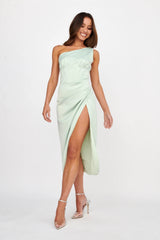 Ryhana One-Shoulder Split Midi Dress Mint