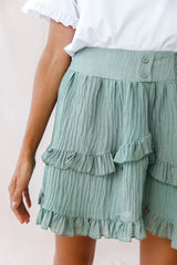 Mara Elasticated Waist Asymmetric Hem Skirt Olive