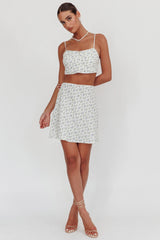 Miss Cupid Cami Crop Top Floral Ivory/Blue