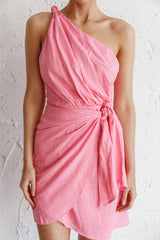 Island Time One-Shoulder Mini Dress Pink