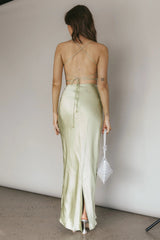 Heaven On Earth Lace-Up Back Maxi Dress Kiwi