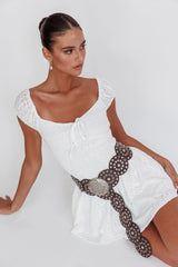 Mirela Cap Sleeve Lace Mini Dress White