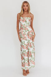 Jerica Ruffle Waist Maxi Dress Floral Blush