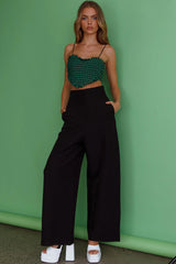 Miss Fine Heart Crop Top Houndstooth Green