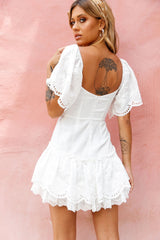 Milly Broderie Anglaise Layered Flounce Hem Dress White