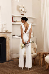 Lovinia Mesh Bodice Jumpsuit White