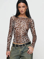 Believe Me Long Sleeve Top Leopard