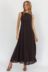 Karine Pintuck Pleat Maxi Dress Black