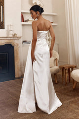 Ahava Sweetheart Applique Satin Maxi Dress White