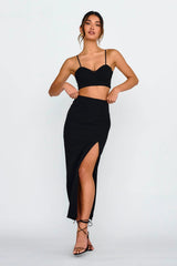 Next To You Bead Trim Crop Top Black