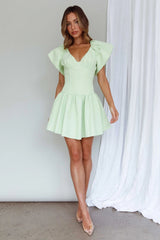 Self Love Flounce Hem Dress Lime