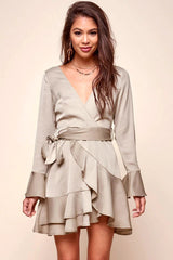 Khandi Peek-a-Boo Back Wrap Dress Olive