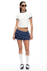 LIONESS Match Point Mini Skort Ivory Navy