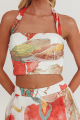 Simple Things Halter Crop Top Floral White