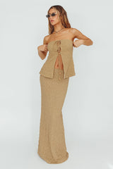 Kalei Textured Midi Skirt Brown