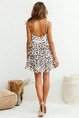 Zilla Layered Chiffon Dress Animal Print White