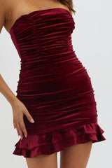 Hollyberry Ruched Velvet Mini Dress