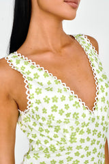 Miss Divine V-Neck Sun Dress Flower Pea