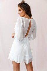 Misty Half Puff Sleeve Ruffle Detail Dress White