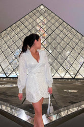 Ruma Faux Wrap Shirt Dress Sequin Silver