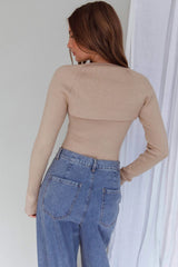 Holland One Shoulder Knit Top & Long Sleeve Shrug Latte