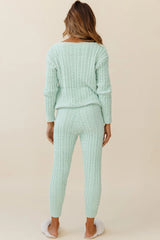 Kansas Cable Knit Fitted Pants Green