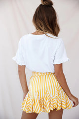 Robyn Pleated Striped Mini Skirt Yellow Stripe