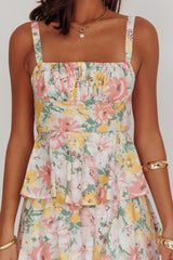 Provence Bloom Tiered Ruffle Maxi Dress Floral