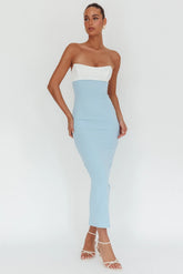 Regent Strapless Maxi Dress Contrast Blue