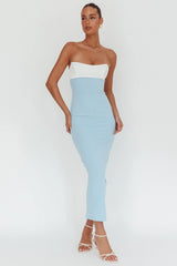 Regent Strapless Maxi Dress Contrast Blue