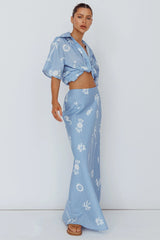 Light Aura Button Up Shirt Print Blue White