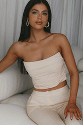 Monaco Nights Pleated Tube Top Nude