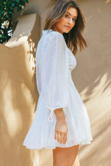 Secret Garden Long Sleeve Smocked Bodice Dress White