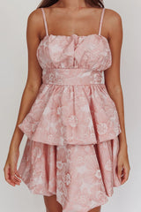 Zilara Bubble Hem Bow Dress Jacquard Pink