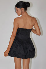 Monti Strapless Bubble Hem Mini Dress Black