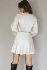 Winona Satin Jacquard Mini Skirt Cream