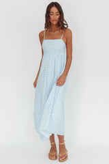 Shirley Square Neckline Maxi Dress Print Light Blue
