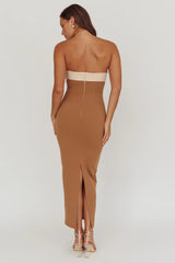 Regent Strapless Maxi Dress Contrast Camel