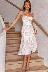 Linka Cami Strap Midi Dress Marble Print Orange