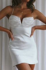 It's Poetic Gathered Bust Mini Dress White