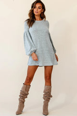 Morais Puff Sleeved Sweater Dress Grey