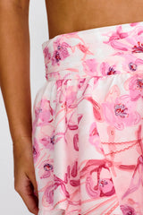 Suenito Tiered Frill Maxi Skirt Floral Pink