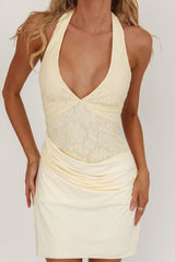 Summerland Lace Bodice Halter Mini Dress Butter