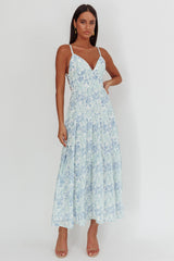 South Pacific Strappy Back Maxi Dress Floral Blue