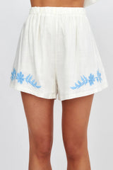 Jeni Embroidered Detail Shorts White