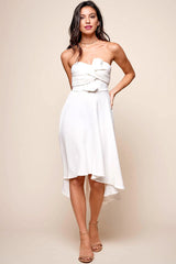 Monogram Strapless Midi Dress White