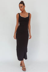 This Magic Moment Pearl Trim Maxi Dress Black