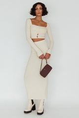 Lauryn Stretch Maxi Skirt Beige