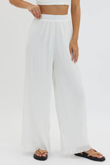 Light Energy Accordion Pleat Pants White